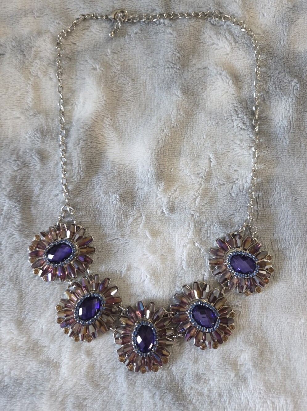 Statement Purple Crystal Floral Necklace - Women Jewelry